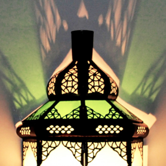 Marokkanische Wandlampe aus Glas TITA Grün/Weiß
