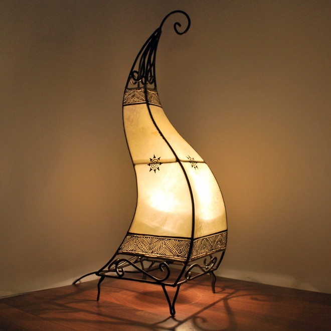 Orientalische Lederlampe CANAR Natur H75cm