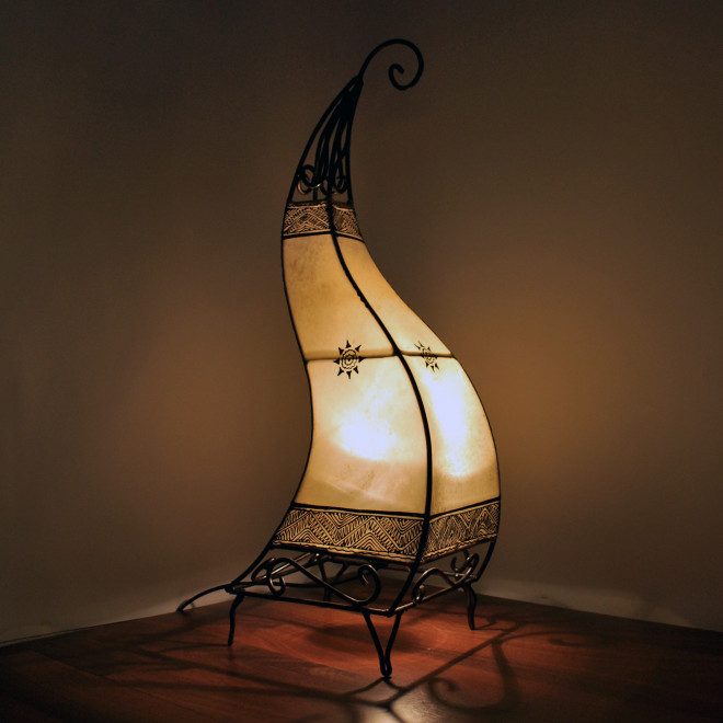Orientalische Lederlampe CANAR Natur H75cm