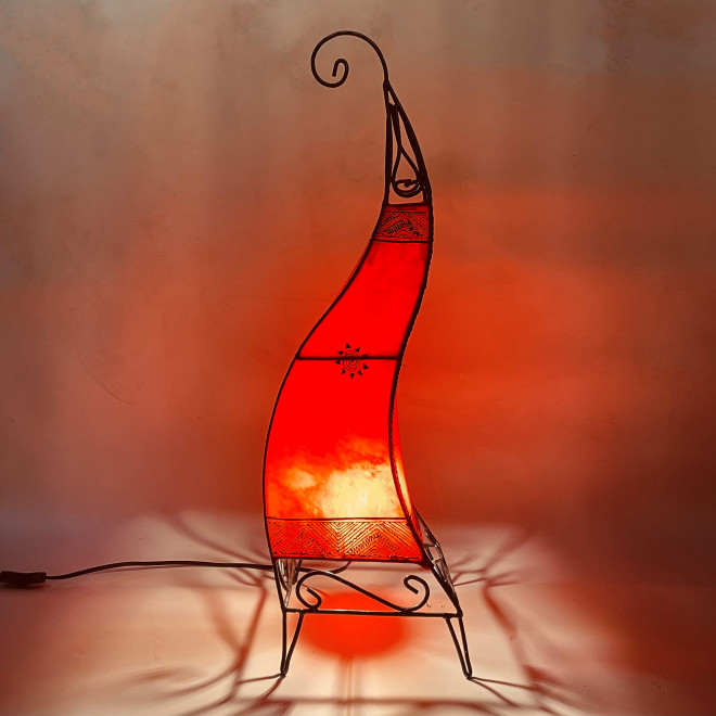 Orientalische Lederlampe CANAR rot H78cm