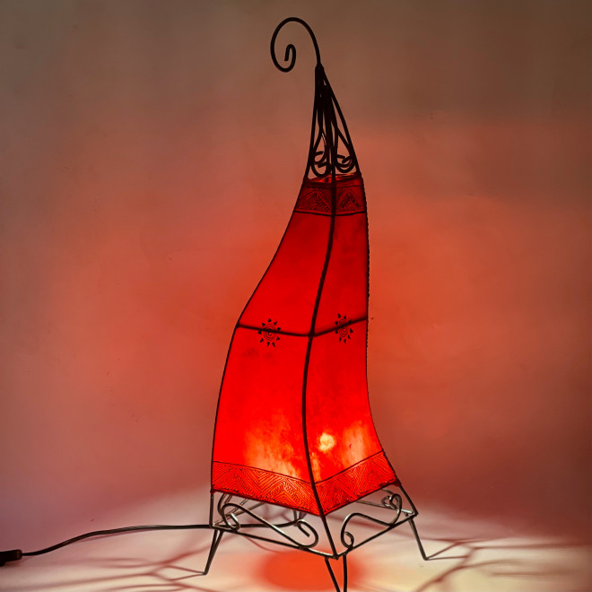 Orientalische Lederlampe CANAR rot H78cm