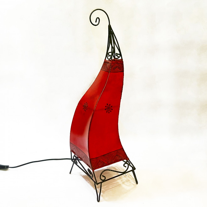 Orientalische Lederlampe CANAR rot H78cm