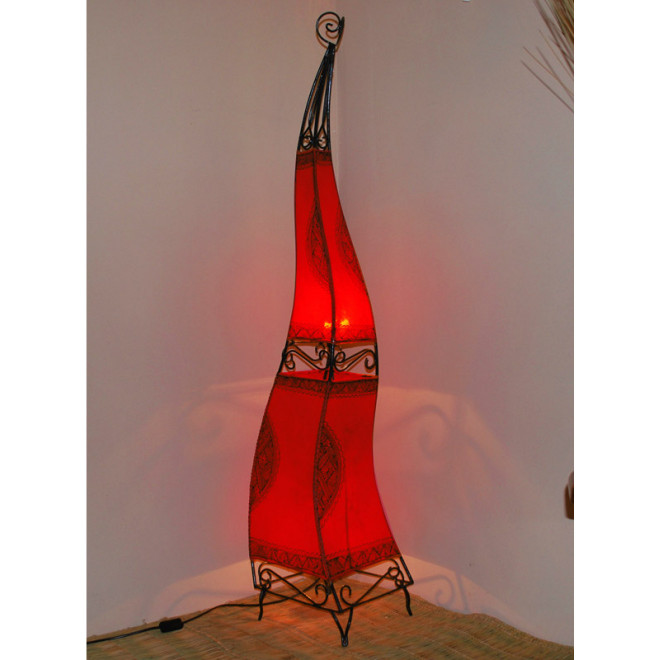 Leder- Stehleuchte aus Marokko CANAR H160cm Rot