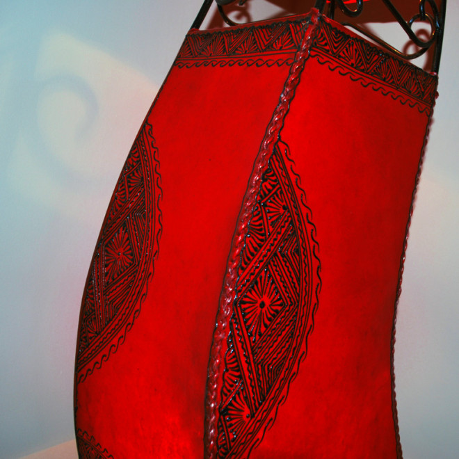 Leder- Stehleuchte aus Marokko CANAR H120cm Rot