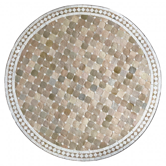 Runder Mosaiktisch BIDAK Ø 120cm weiss/beige