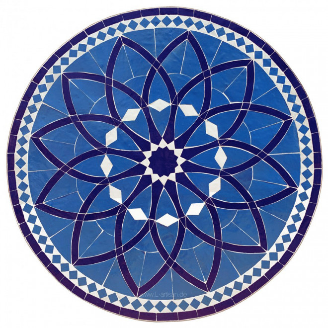 Gartentisch aus Marokko MOSA BLAU Ø 80cm