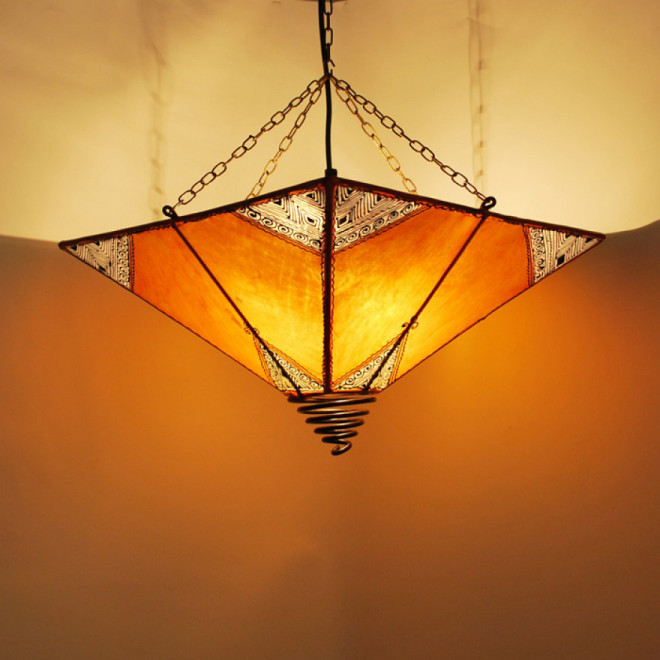 Hängeleuchte aus Leder CARRÈ Orange