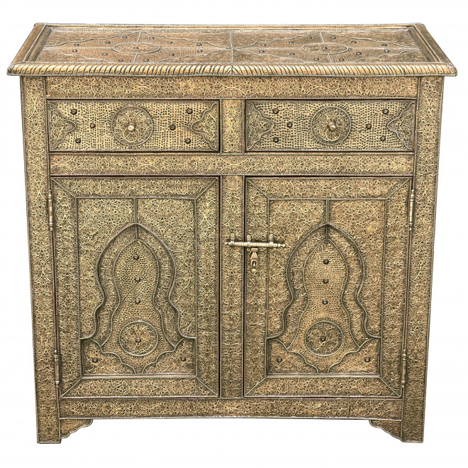 Marokkanische Kommode mit Messing-Verkleidung MABROUK