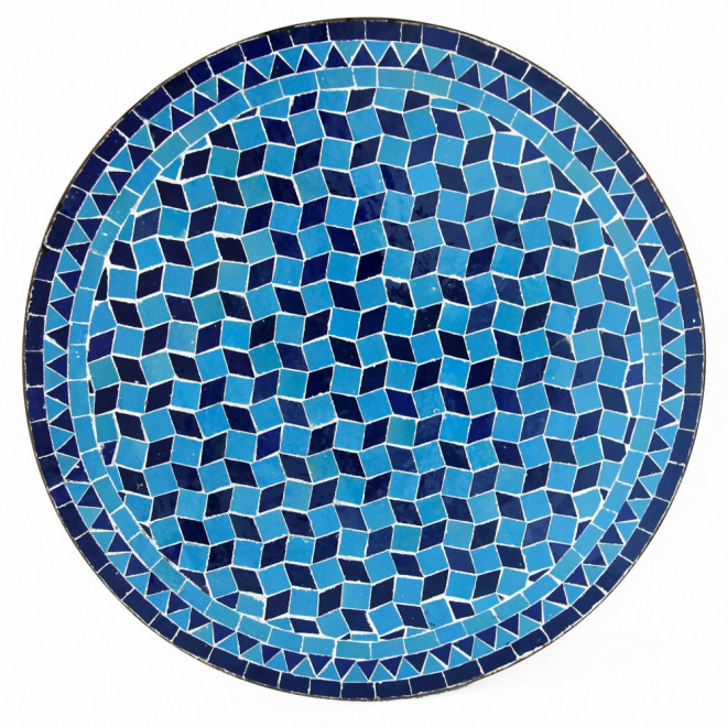 Marokkanischer Mosaiktisch -Fassia- blau_tuerkis D60cm