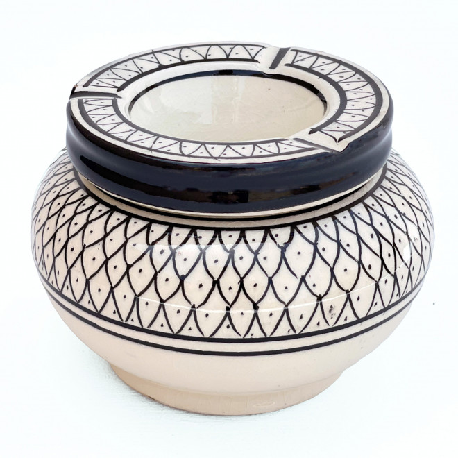 Keramik-Aschenbecher schwarz/weiß Ø12cm