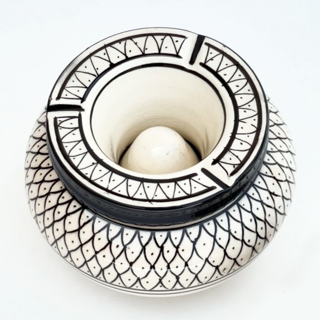 Keramik-Aschenbecher schwarz/weiß Ø12cm