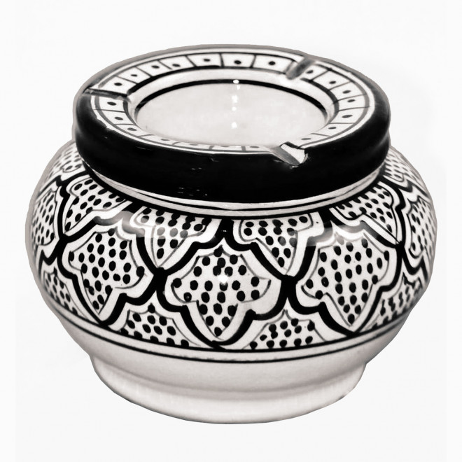 KERAMIKASCHENBECHER SCHWARZ-WEISS Ø 12 cm