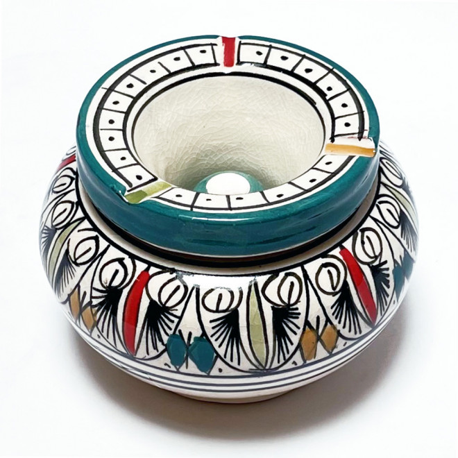 Keramik Aschenbecher mit Deckel Grün Ø 12 cm