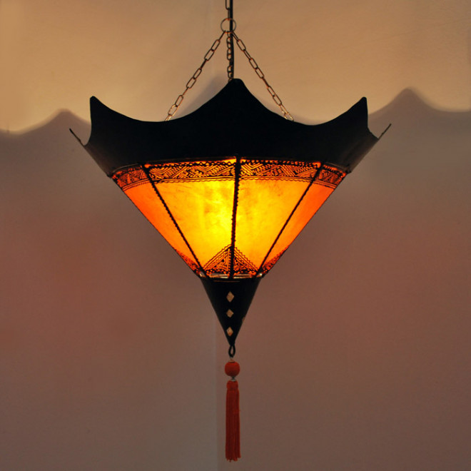 Lederlampe aus Marokko "Shashia_Orange " 50cm
