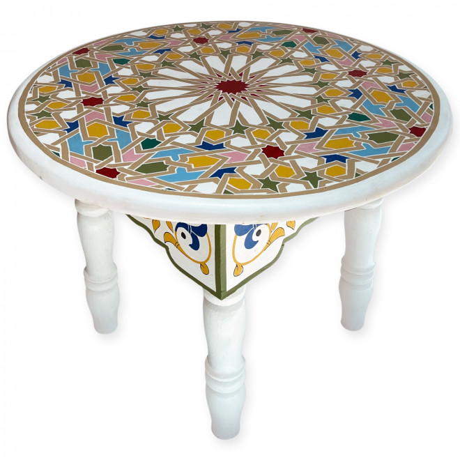 Niedriger Beistelltisch Handbemalt Mida-W