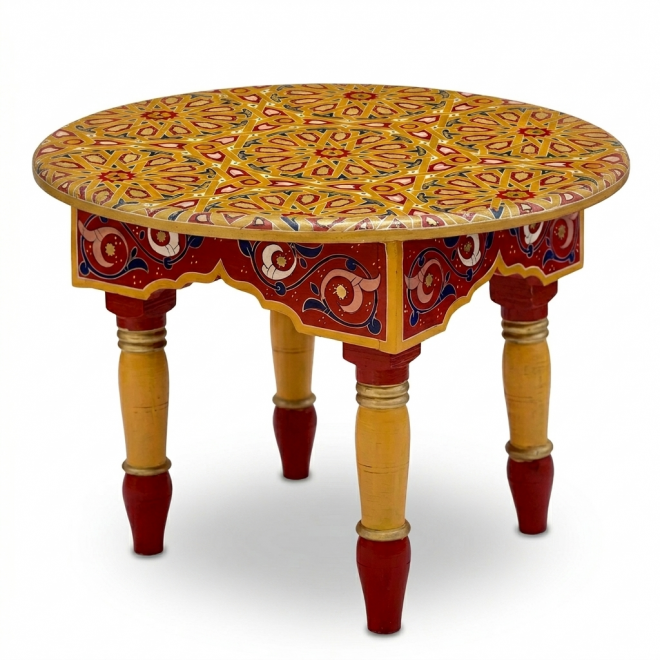 Orientalischer Handbemalter niedriger Teetisch MIDA rot