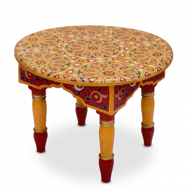 Orientalischer Handbemalter niedriger Teetisch MIDA rot