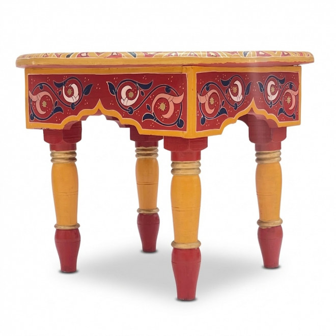 Orientalischer Handbemalter niedriger Teetisch MIDA rot