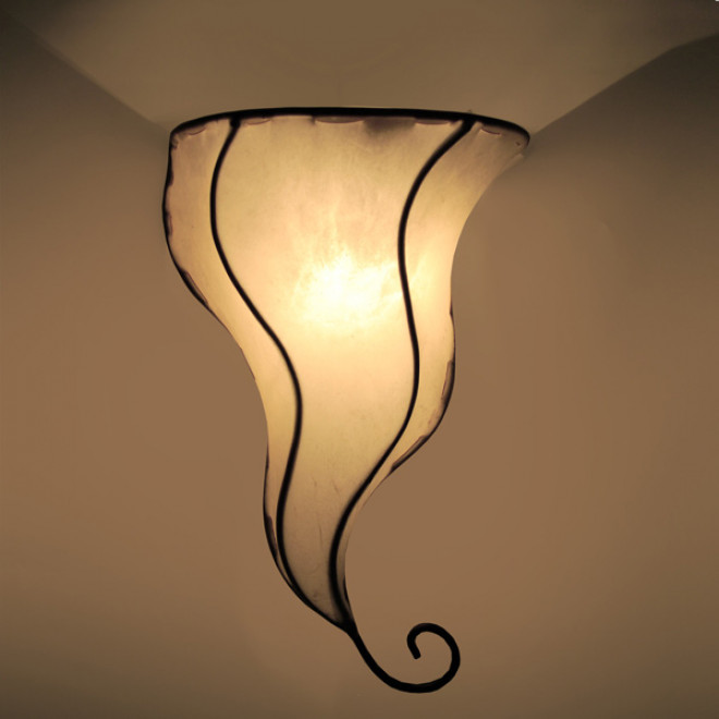 Leder- Wandleuchte "Doha" H 40cm Natur