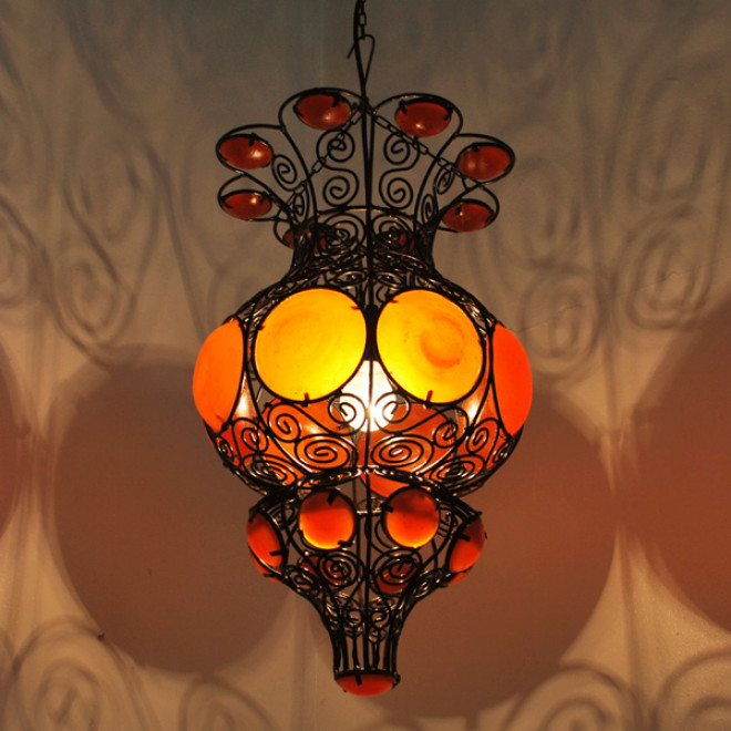 Marokkanische Hängelampe "Resine" aus Massivem Eisen