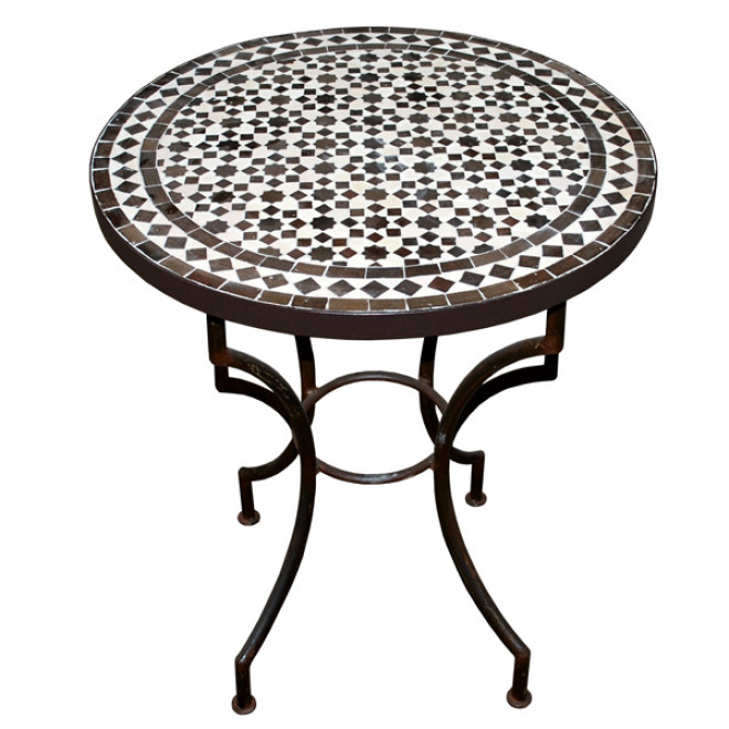 Mosaiktisch aus Marokko TARSIA braun-beige D60cm