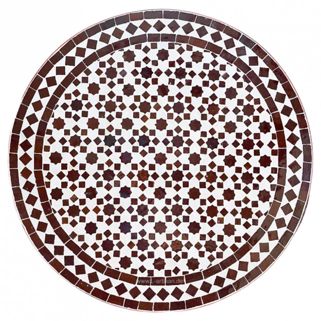 Mosaiktisch aus Marokko TARSIA braun-beige D60cm