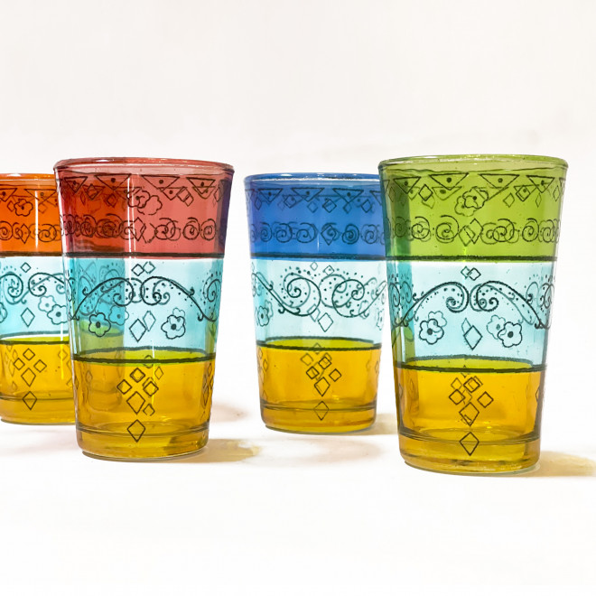 Bunte Marokkanische Teegläser HENNA 6 Stück