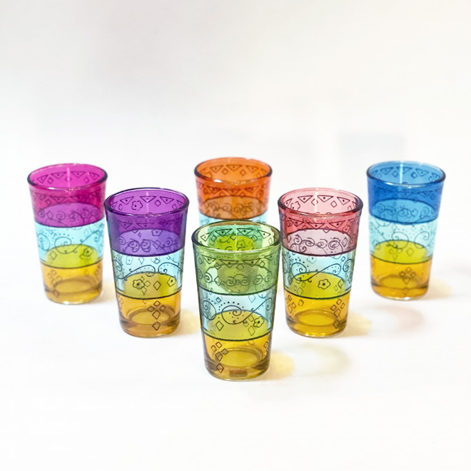 Bunte Marokkanische Teegläser HENNA 6 Stück
