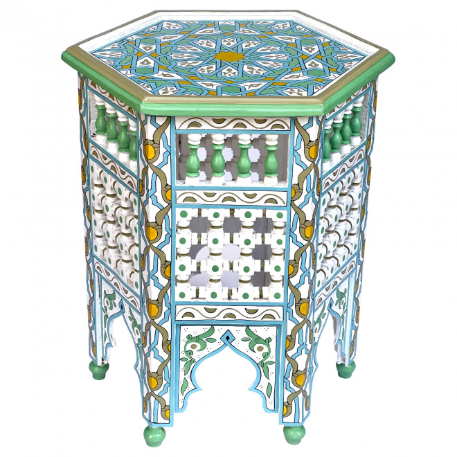 Holz Teetisch Handbemalt MINA