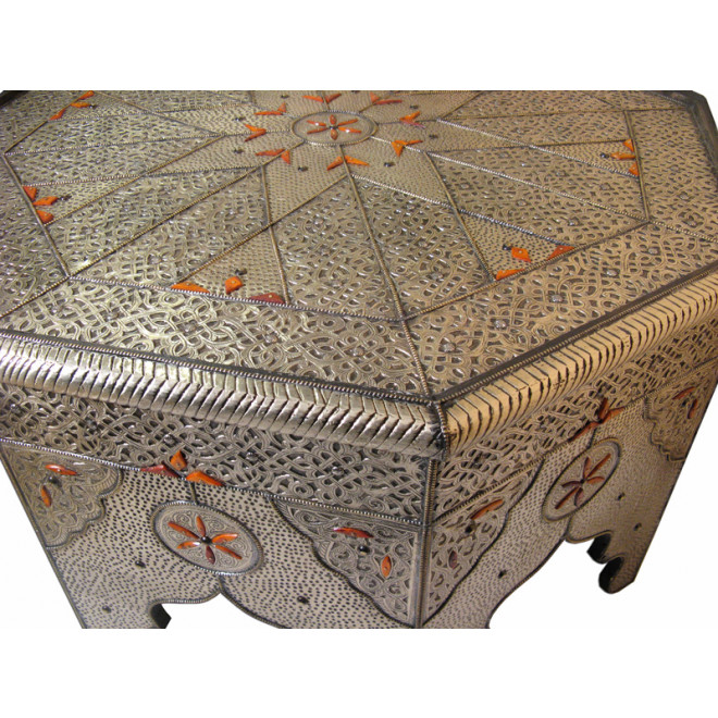 Arabischer Tisch BARAKA Massiv, Silbermetall