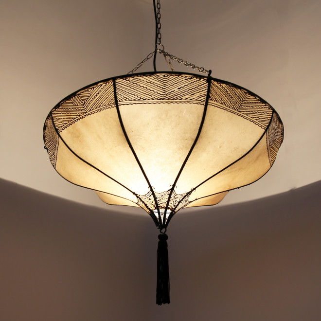 Hängelampe aus Leder ROUMIA Natur D54cm