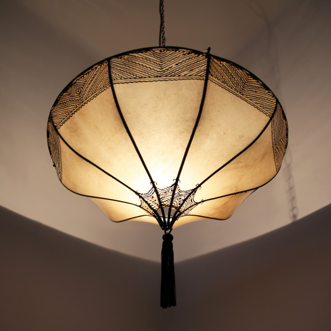 Hängelampe aus Leder ROUMIA Natur D54cm