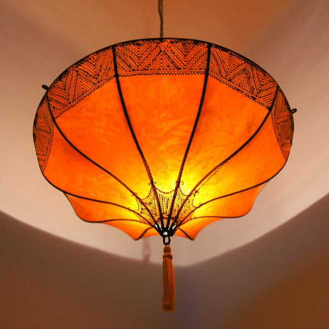 Hennalampe Hängeleuchte Roumia Orange D50cm