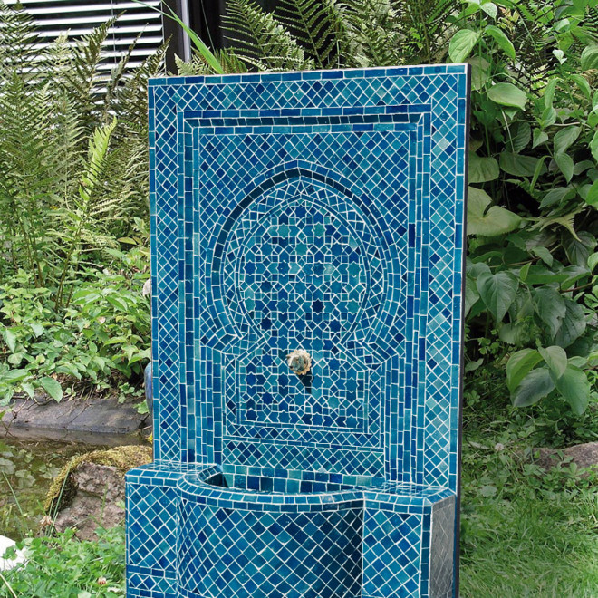 Marokkanischer Gartenbrunnen OCEANBLAU 130cm