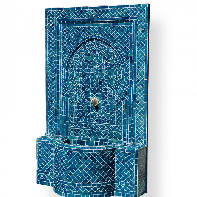 Marokkanischer Gartenbrunnen OCEANBLAU 130cm