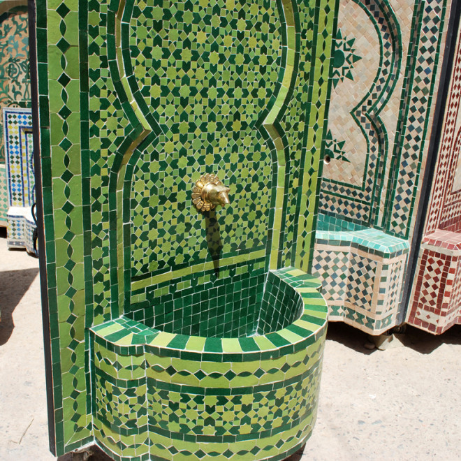 Orientalischer Mosaikbrunnen WARDA 130x70 cm Grün