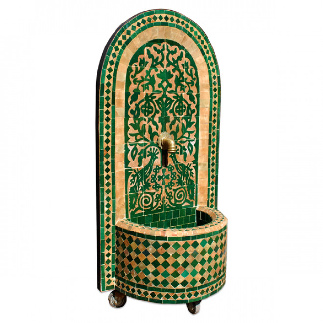 Mosaikbrunnen aus Marokko TAOUS H120cm grün