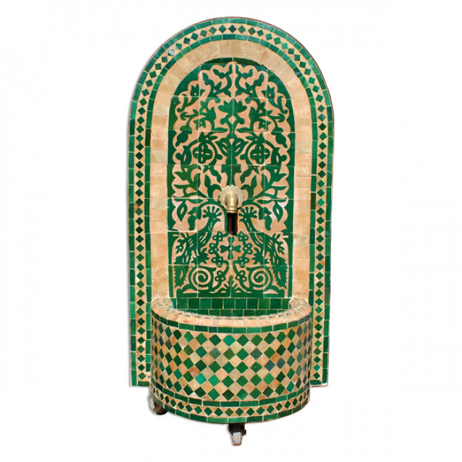 Mosaikbrunnen aus Marokko TAOUS H120cm grün