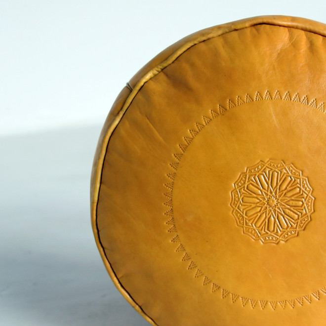 Marokkanisches Ledersitzkissen SALE Gelb