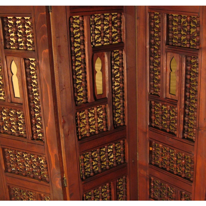 Orientalischer Raumteiler, Massiv aus Holz "Arabesque", vierteilig H180 x B148cm