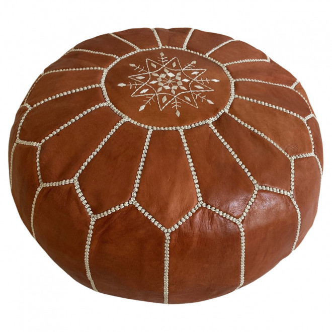 Marokkanisches Ledersitzkissen RONDA Cognac