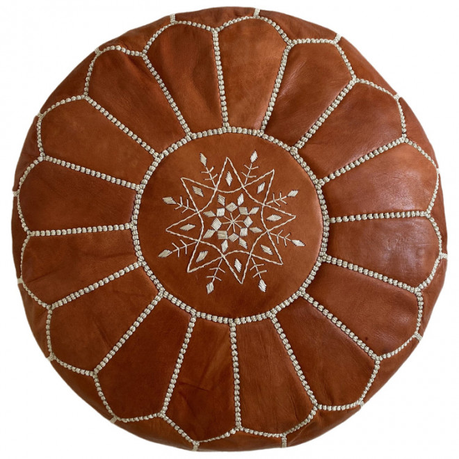 Marokkanisches Ledersitzkissen RONDA Cognac