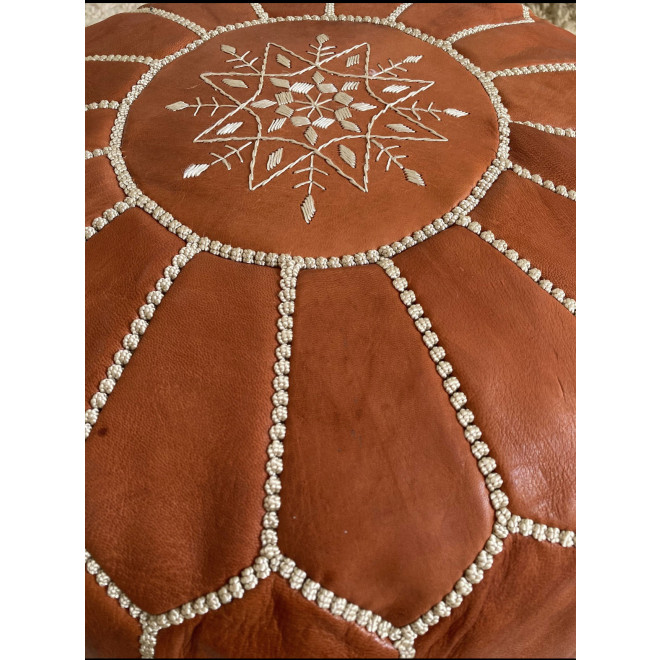 Marokkanisches Ledersitzkissen RONDA Cognac