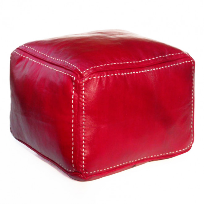 Sitzkissen aus Leder CARRÈ mit Naht 45x45 cm Rot
