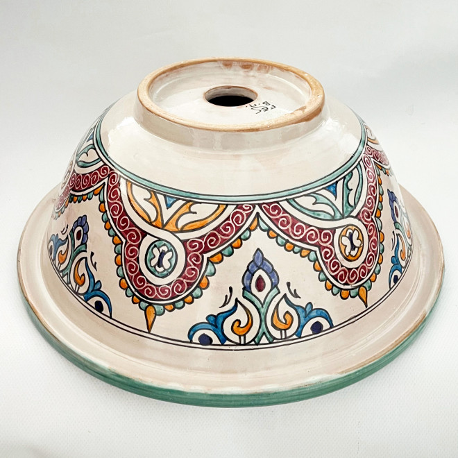 Handbemaltes Keramik Waschbecken aus Marokko MULTI-21 Ø40cm