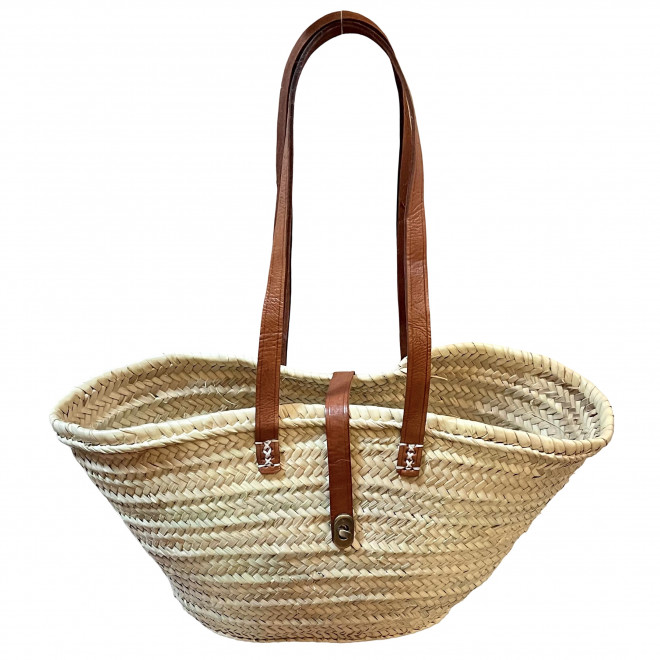 Korbtasche mit Ledergriffe und schließer LOUISE-Klein