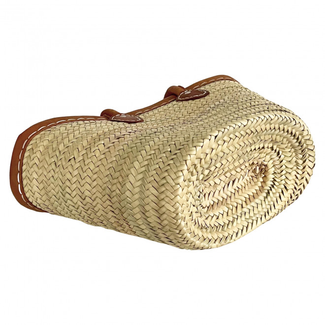 Große Korbtasche mit Lederrand und Ledergriffen SOUK-1