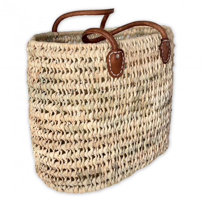 Handtasche aus Palmblatt mit Ledergriff LARA