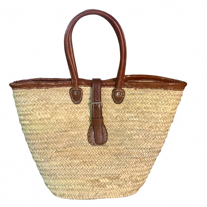 Korbtasche SOUK-3 mit Ledergriffen & Schnalle