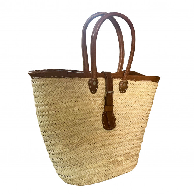 Korbtasche SOUK-3 mit Ledergriffen & Schnalle